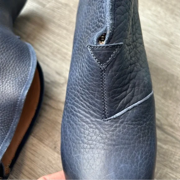 Navy Leather Ankle Boots with back zip size 40 - Picture 8 of 9